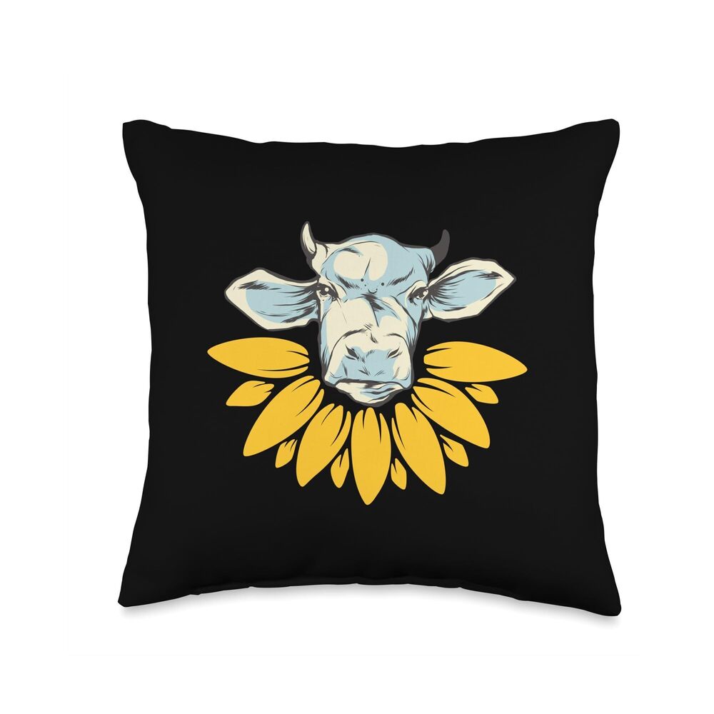 9189 Shirts Highland Tshirt Head Cow Print Throw Pillow, 16x16, Multicolor